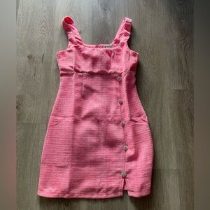 francescas sheryl pink crystal embellished soft tweed mini party dress medium